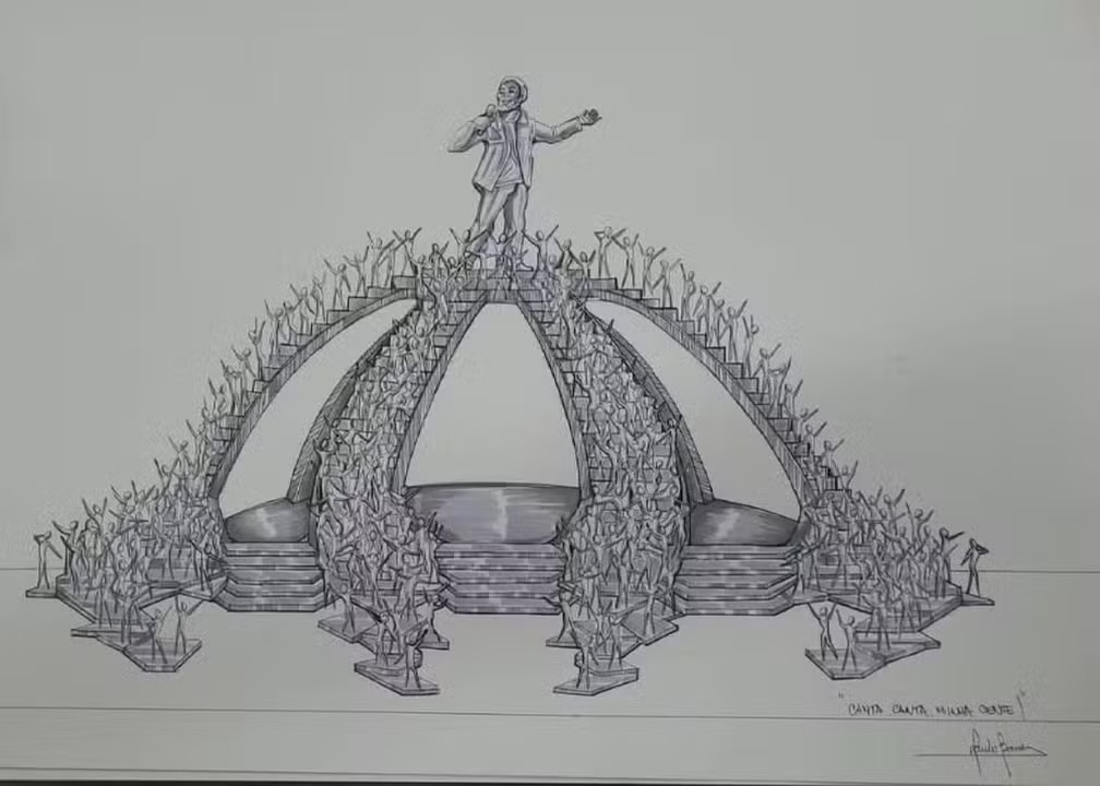 <p>A obra, idealizada pelo carnavalesco Paulo Barros e esculpida por Mário Pitanguy, terá cerca de 14 metros de altura e prestará tributo ao legado do sambista. Veja agora a carreira de Martinho.</p>
