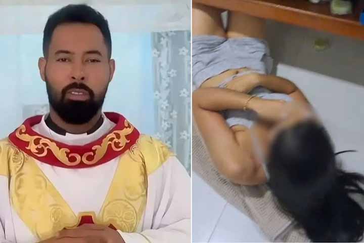 Em 13 de outubro, o vídeo do flagrante começou a circular nas redes sociais e rapidamente viralizou. A filmagem mostra o padre vestindo apenas um short e sendo surpreendido dentro da casa paroquial, enquanto a mulher é encontrada escondida embaixo da pia do banheiro.

