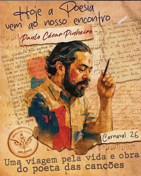 Ao garantir sua permanência no Grupo Especial, a Estrela do Terceiro Milênio apresentará um enredo sobre o sambista e compositor Paulo César Pinheiro no próximo Carnaval, com o desenvolvimento do carnavalesco Murilo Lobo.