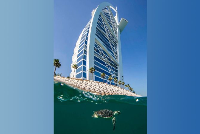 Construído em ilha artificial, hotel ‘7 estrelas’ desfila ousadia e exclusividade