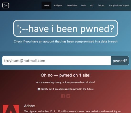 Have I been Pwned - Reprodução