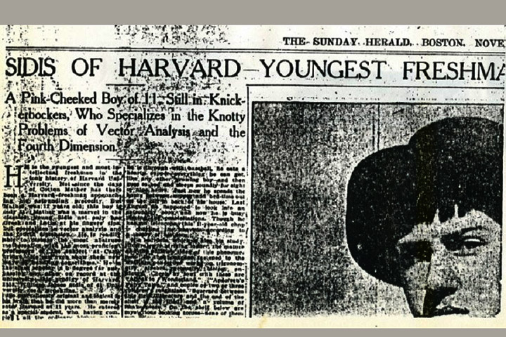 <p>Sua entrada em Harvard aos 11 anos de idade chamou atenção da imprensa e do mundo acadêmico. Na universidade, ele realizou palestras sobre geometria em quatro dimensões, encantando professores e colegas.</p>
