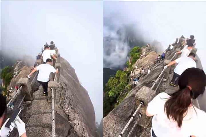 Pico Tiandu: trilha de 3.888 degraus, Huangshan, China - Reprodução de Instagram