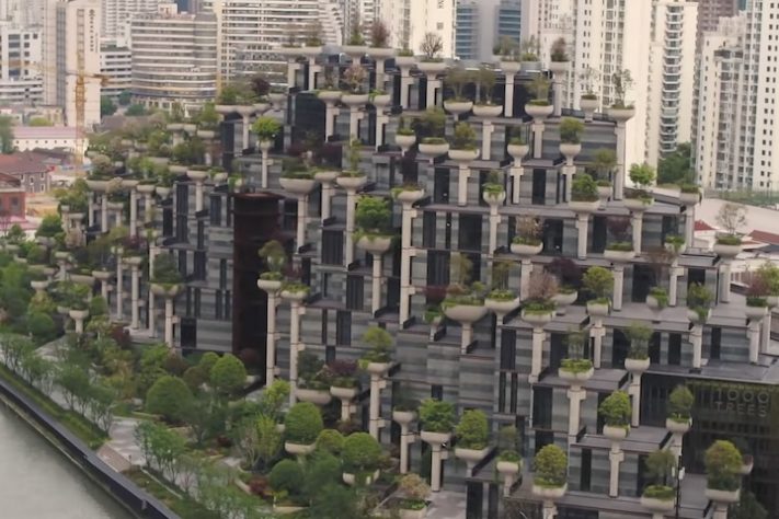 'Sky Gardens', Megacomplexo com mil árvores em colunas chama a atenção em Xangai, na China - Reprodução/YouTube