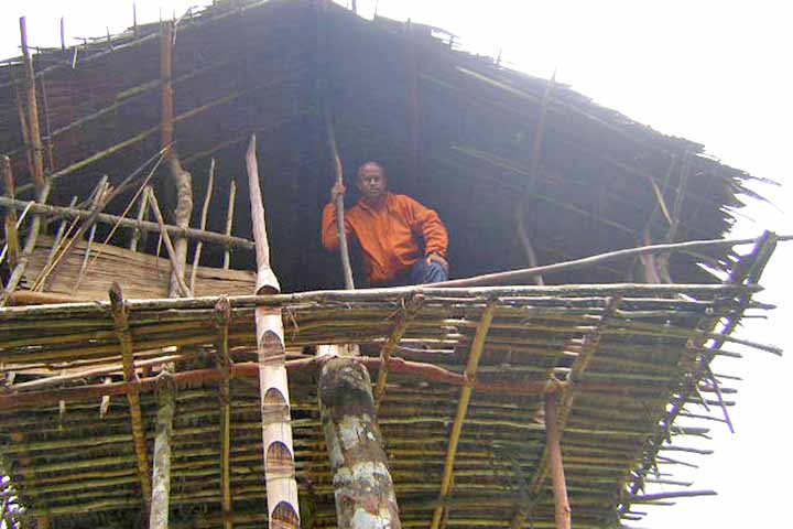 O processo é um trabalho coletivo dos Korowai e pode durar vários dias. 
