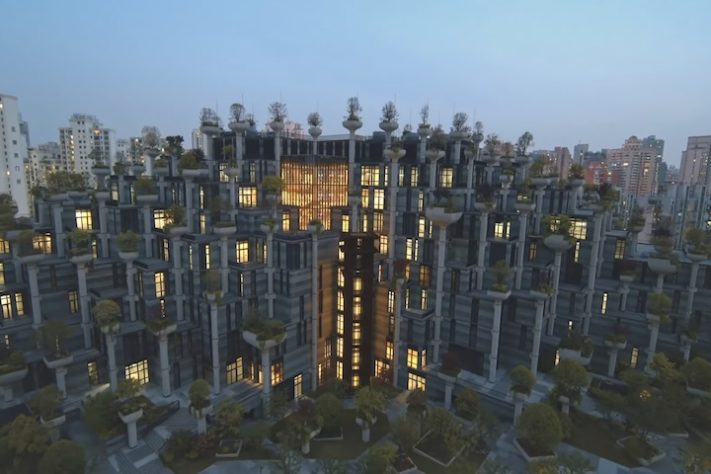 'Sky Gardens', Megacomplexo com mil árvores em colunas chama a atenção em Xangai, na China - Reprodução/YouTube