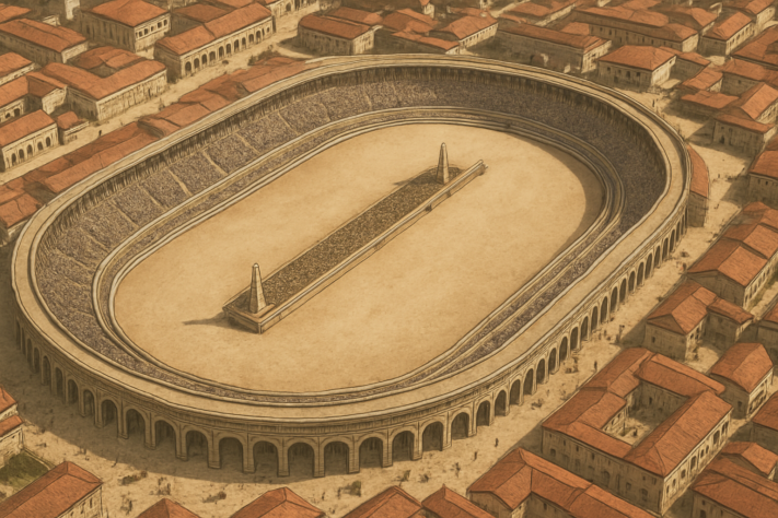 Exemplo de hipódromo romano - Imagem gerada por IA
