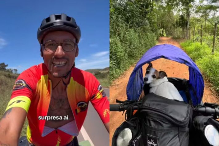 Ciclista percorre 12 mil km por 11 estados com cachorra após superar câncer em estágio terminal - Montagem/Reprodução/Redes Sociais