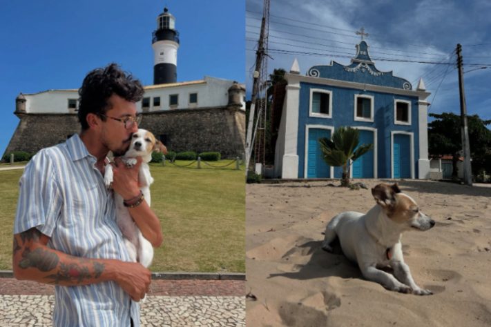 Ciclista percorre 12 mil km por 11 estados com cachorra após superar câncer em estágio terminal - Montagem/Reprodução/@ociclistaviajante