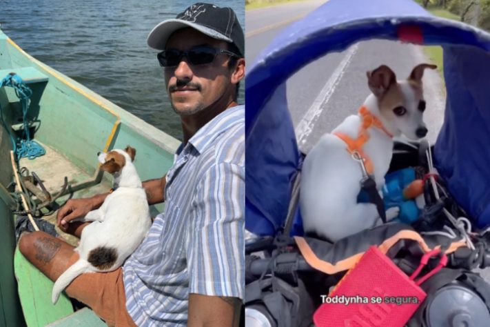 Ciclista percorre 12 mil km por 11 estados com cachorra após superar câncer em estágio terminal - Reprodução @ociclistaviajante