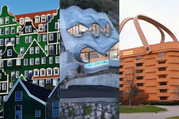 Edifícios esquisitos pelo mundo - Montagem/Wikimedia Commons/Divulgação/Domínio Público