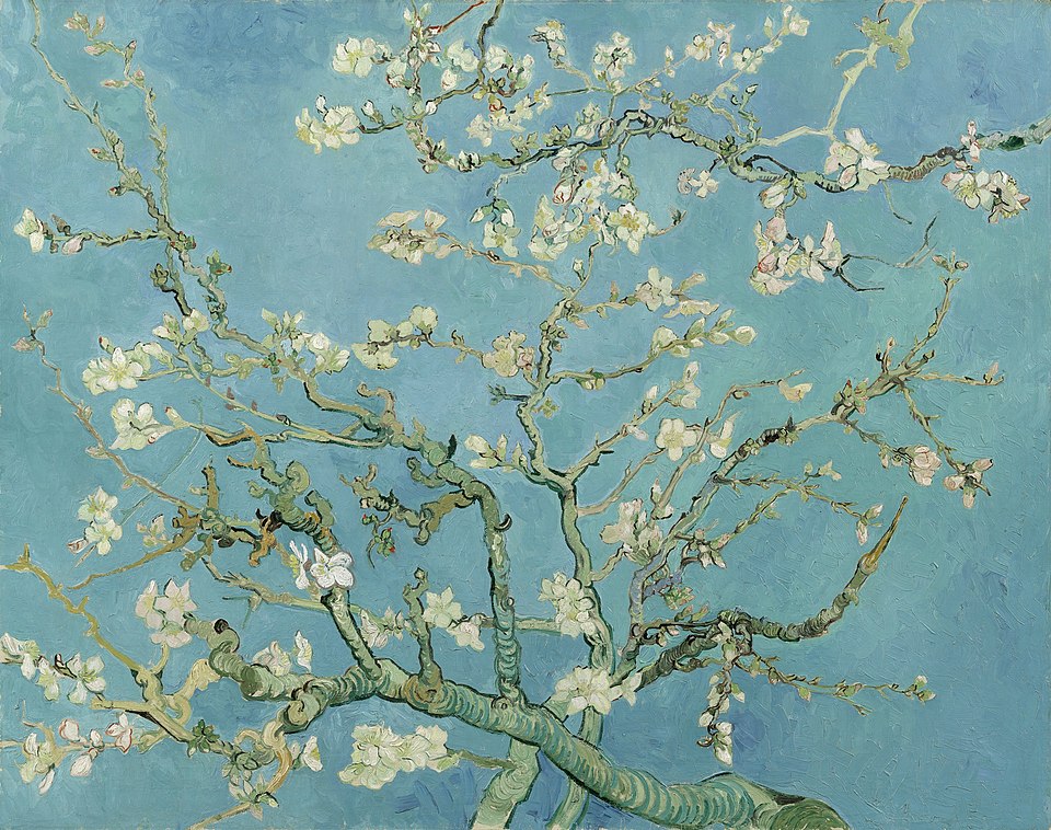 “Amendoeira em Flor” celebra renovação e esperança, com galhos delicados contra um céu azul luminoso. Van Gogh criou a obra como homenagem ao nascimento do sobrinho, transmitindo leveza e sensação de recomeço.