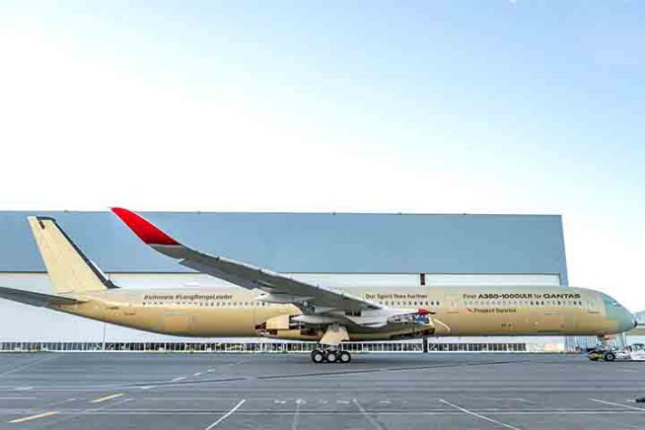 Airbus A350-1000ULR, da companhia aérea australiana Qantas - Reprodução do Youtube canal Simple Flying