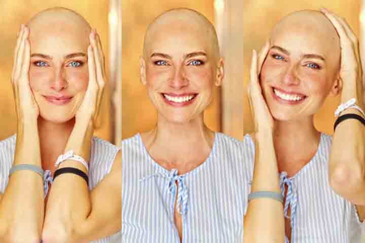 A atriz Dani Gondim compartilhou, nas redes sociais, a descoberta de seu diagnóstico de câncer. Assim, ela aparece, em vídeo, raspando os cabelos enquanto anuncia sobre seu tratamento contra a doença.- Reprodução do Instagram @danigondim1