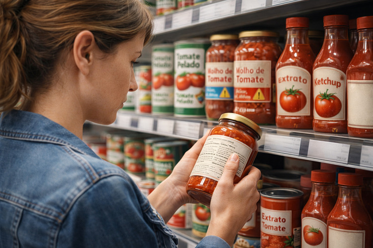 Muitos molhos prontos levam açúcar, sódio elevado e aditivos. Quanto maior a lista de ingredientes, maior a chance de ser um produto ultraprocessado.