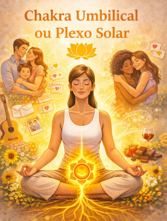 Chakra Umbilical ou Plexo Solar: Está relacionado com a família, relacionamentos e emoções.