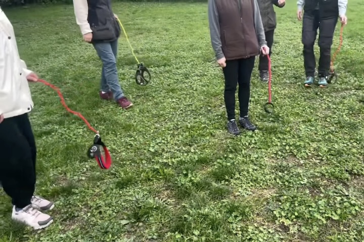 Em registros que viralizaram, grupos inteiros aparecem andando em sintonia, praticando comandos imaginários e interagindo como em um passeio tradicional com cães. 