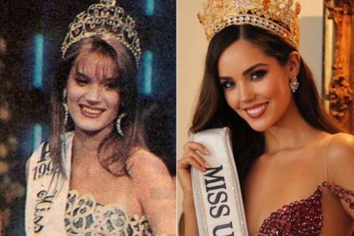 Celeste Viel foi coroada em 2023, repetindo o feito de sua mãe, Paula Caballero, eleita Miss Chile em 1993 - Montagem/Reprodução/Instagram
