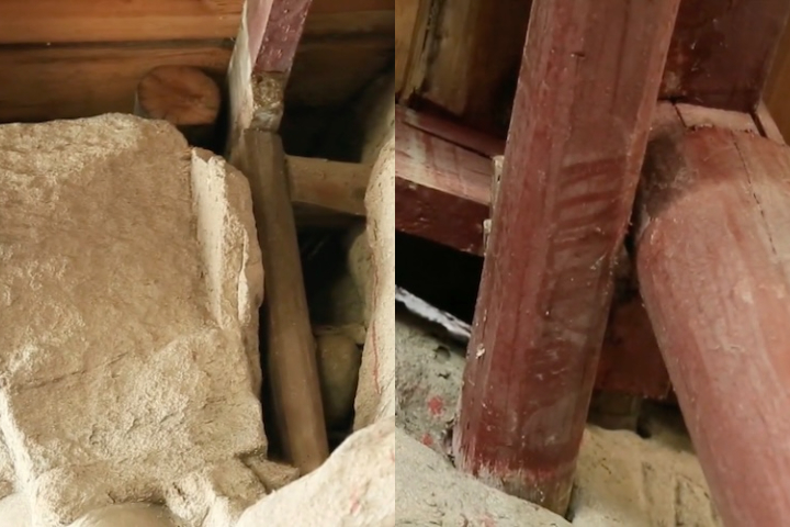 Um detalhe impressionante é que a torre foi montada sem o uso de pregos, utilizando a técnica tradicional chinesa de encaixes, o 