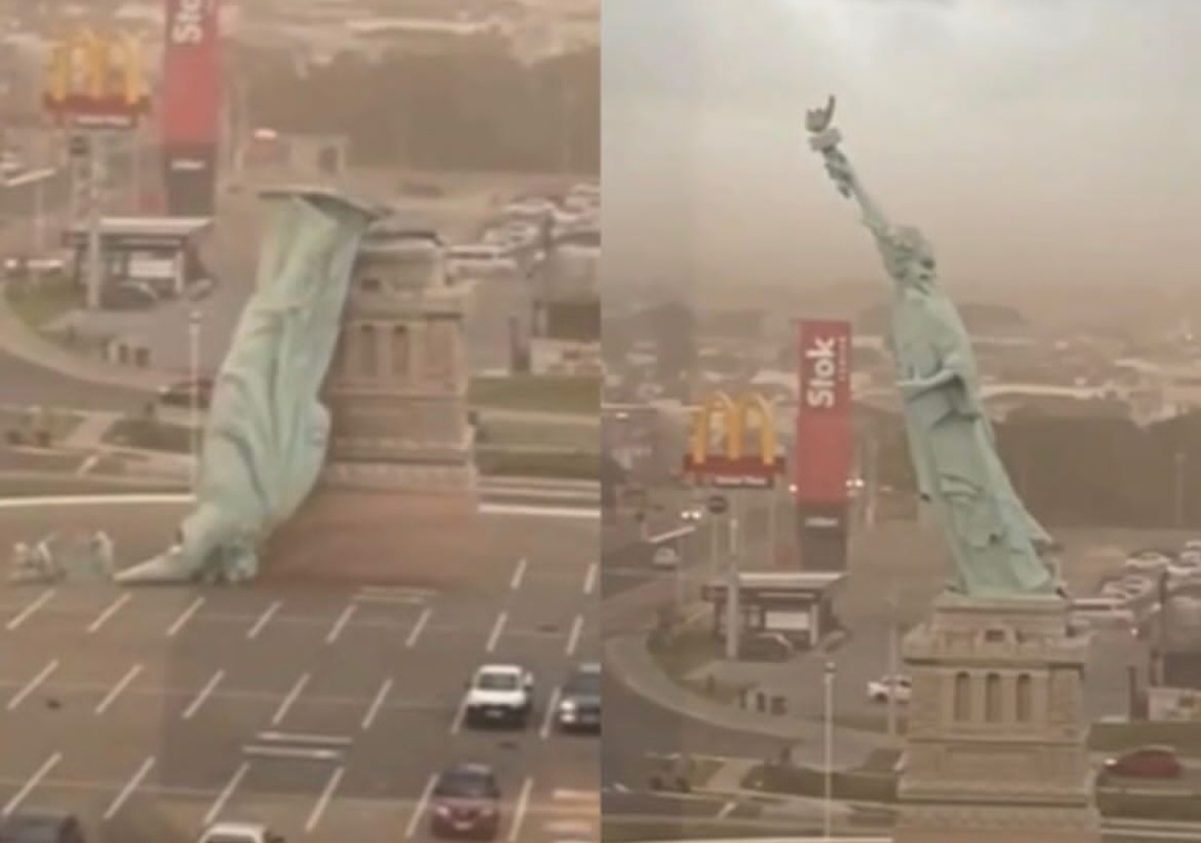 A tempestade provocou diversos transtornos no Rio Grande do Sul. A estátua tinha  24 metros de altura, chegando a 35 metros com o pedestal,  3 toneladas e um custo de R$ 1 milhão. A estrutura foi instalada em 2020, com a inauguração da megaloja.