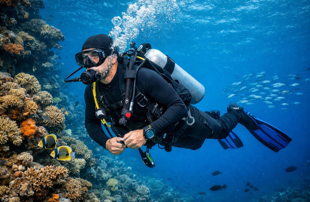<p>Para que o mergulho seja seguro e prazeroso, alguns cuidados são indispensáveis antes e durante a atividade. A preparação física e o aprendizado das técnicas corretas ajudam a evitar riscos relacionados à respiração, à pressão e à orientação subaquática.</p>
<p>Também é fundamental conhecer os limites do próprio corpo e nunca mergulhar sozinho. O uso de equipamentos apropriados garante conforto e proteção, como máscara, nadadeiras, roupa térmica, cilindro de ar comprimido, regulador e colete 