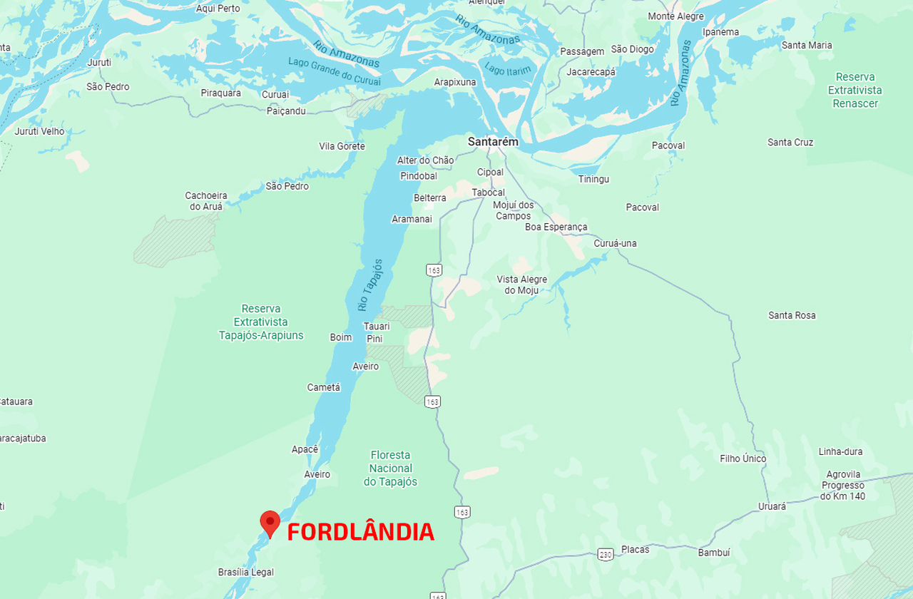 Amazônia oculta: cidade fantasma de Fordlândia guarda passado dos americanos no Brasil - google maps