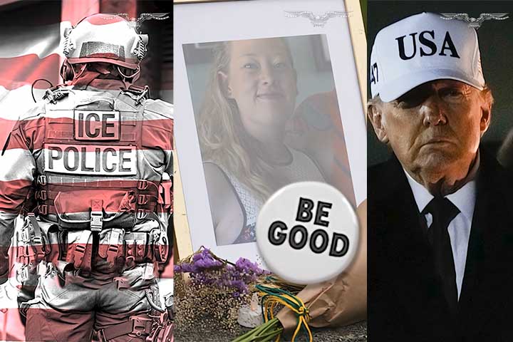 Protesto contra o ICE no Globo de ouro 2026 - Reprodução do Youtube Canal @washingtonexaminer