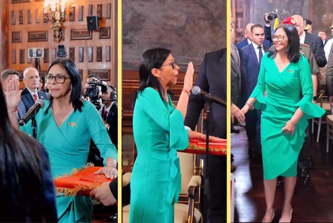 Crise na Venezuela: Vestido de luxo gera críticas em posse de presidente interina