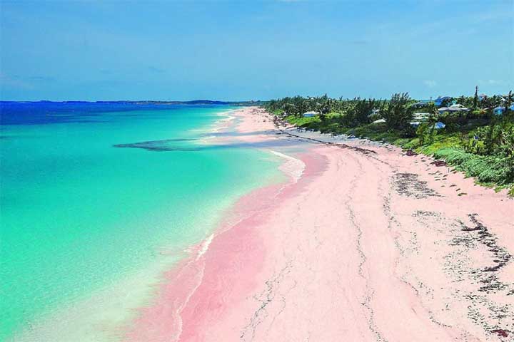 <p>Harbour Island, especificamente, possui uma areia com leve tom rosado, misturando conchas moídas à brancura típica dos trópicos. É um fenômeno raro e charmoso.</p>
