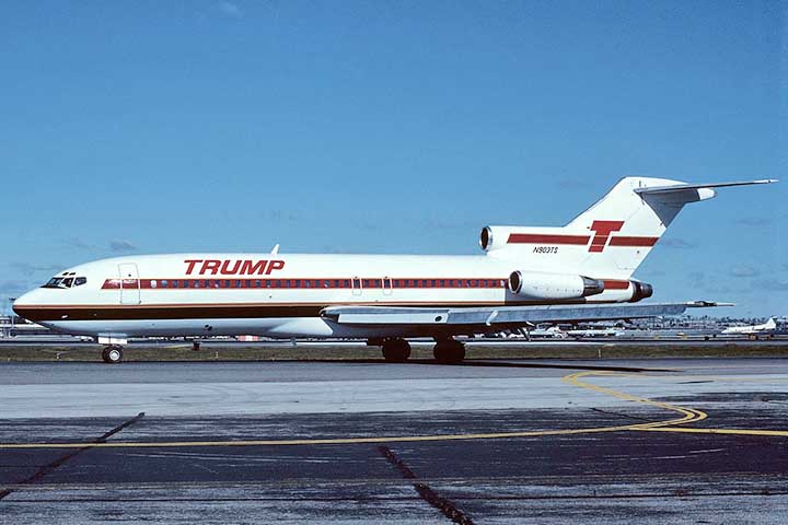 Aviação executiva e comercial – No fim dos anos 1980, Trump comprou a Trump Shuttle, uma companhia aérea regional no nordeste dos EUA, apostando no luxo e na visibilidade da marca, mas o negócio acumulou prejuízos e foi vendido poucos anos depois.