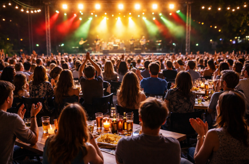 Esse equilíbrio entre gêneros reafirma a pluralidade da música popular brasileira em shows ao vivo.