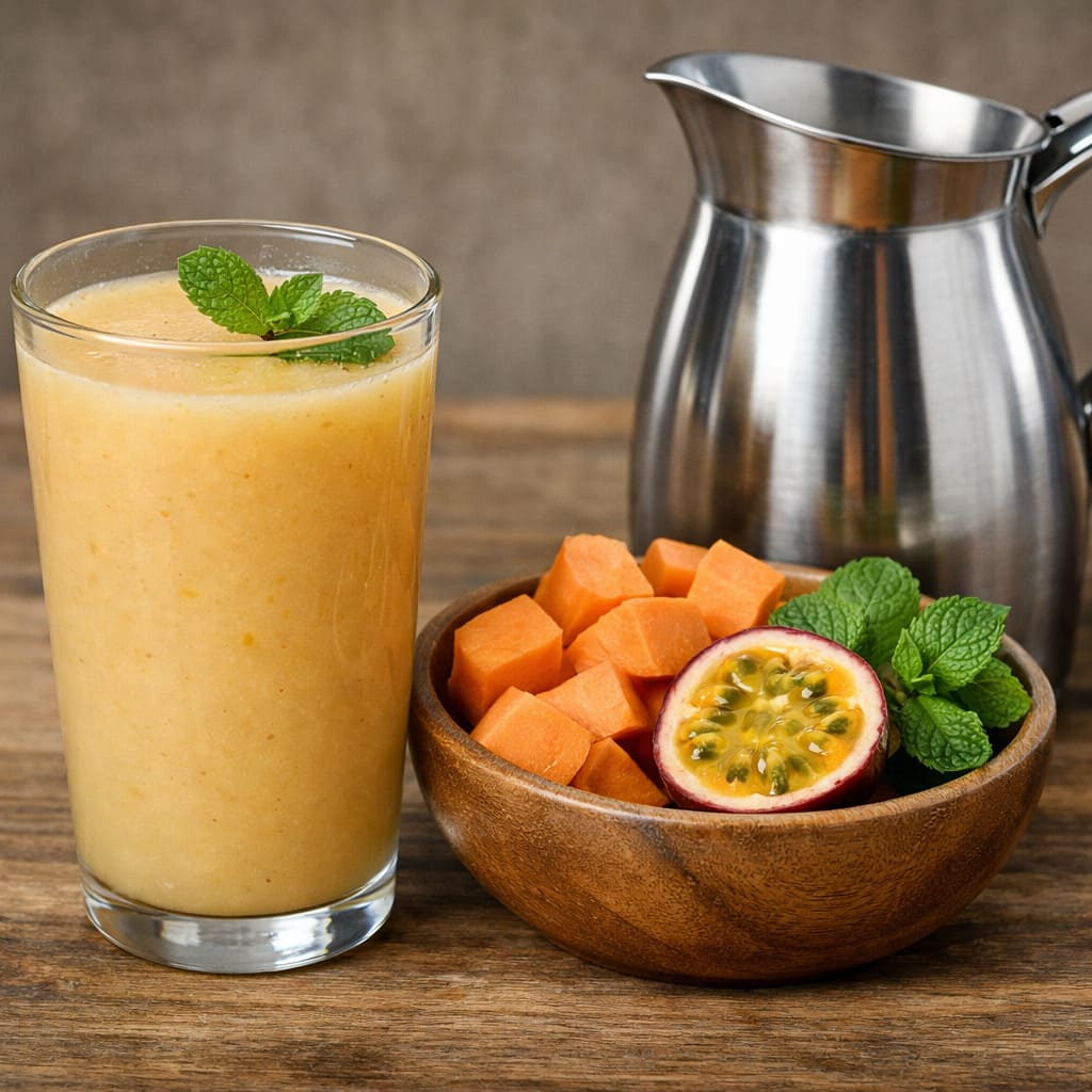 <p>Outro jeito bom de aproveitar os benefÃ­cios da batata-doce Ã© atravÃ©s de sucos. Uma combinaÃ§Ã£o refrescante Ã© o suco de batata-doce com hortelÃ£ e maracujÃ¡. Esse suco nÃ£o sÃ³ Ã© nutritivo, mas tambÃ©m oferece um sabor incrÃ­vel.</p>
