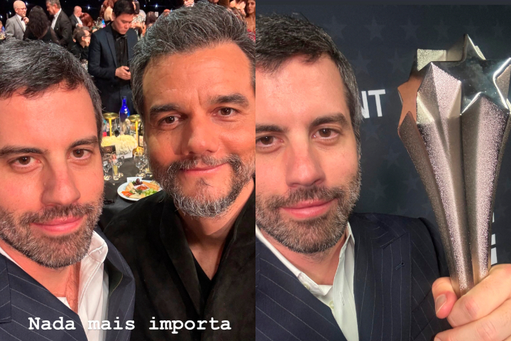 <p>Depois da vitória no Critics Choice, o fotógrafo publicou imagens nas redes sociais segurando o troféu ao lado de Wagner Moura, acompanhadas da legenda: “Nada mais importa”.</p>
