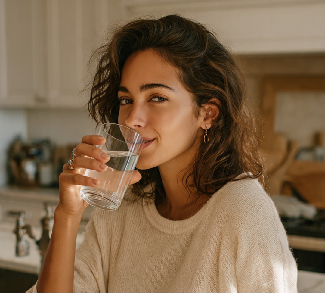 Manter boa hidratação do corpo também favorece a saúde ocular. Beber água contribui para a produção adequada de lágrimas.