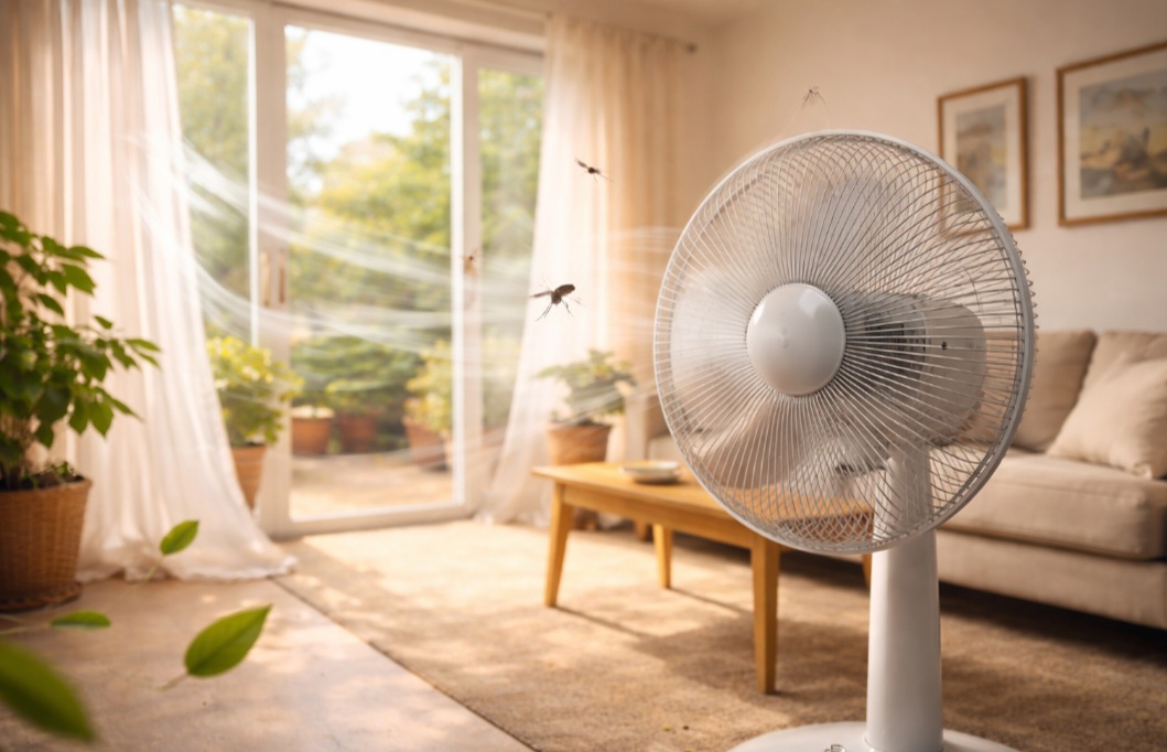 <p>Ambientes bem ventilados dificultam a permanência dos mosquitos. Ventiladores e circulação de ar tornam o espaço menos atrativo para eles.</p>
