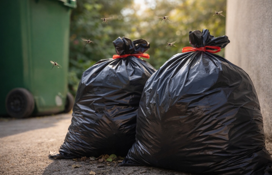 <p>O lixo doméstico também pode atrair mosquitos. Sacos bem fechados e descarte frequente ajudam a reduzir odores e locais propícios para insetos.</p>
