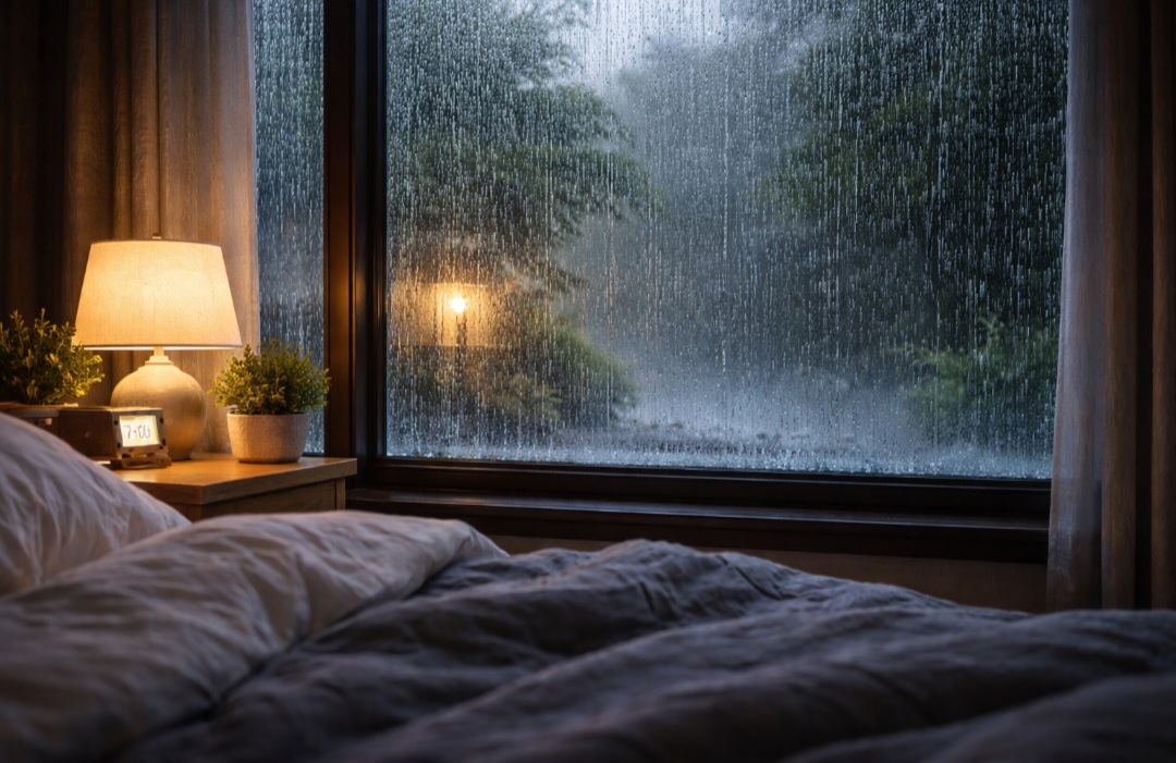 <p>Sons suaves e contínuos costumam ser menos prejudiciais. Eles ajudam a mascarar barulhos externos que poderiam acordar a pessoa. Uma noite chuvosa com barulho da água pode ser relaxante.</p>
