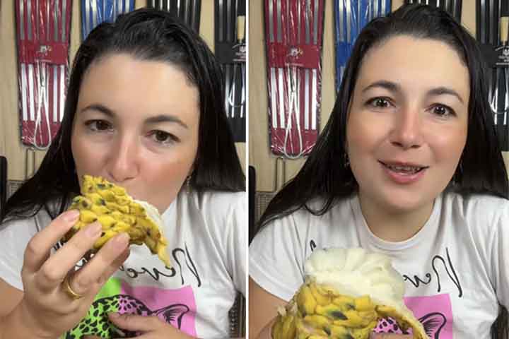 <p>O sabor é suave e lembra um creme natural, sendo muito apreciado fresco.<br />
Por isso, é considerada uma fruta de sobremesa em muitas regiões.</p>
