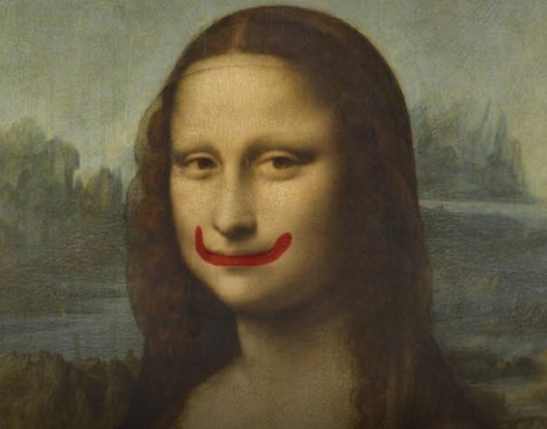 Quadro de Mona Lista ganhou um sorriso de batom para divulgação do filme 