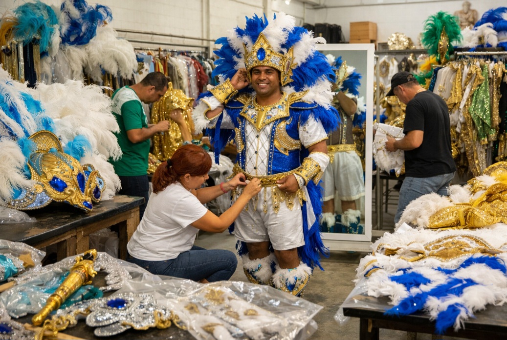 <p>Ao receber a fantasia, o componente deve vesti-la para fazer os ajustes necessários e possíveis trocas. Além disso, é necessário fazer os materiais “respirarem” fora do saco plástico, assim como ter todo cuidado para não danificá-las no manuseio. </p>
