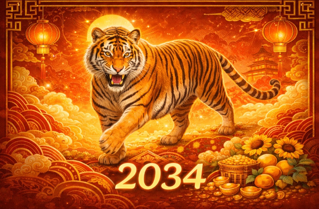<p>O Tigre regerá 2034, trazendo coragem e espírito aventureiro. É um símbolo de liderança, ousadia e decisões firmes.</p>
