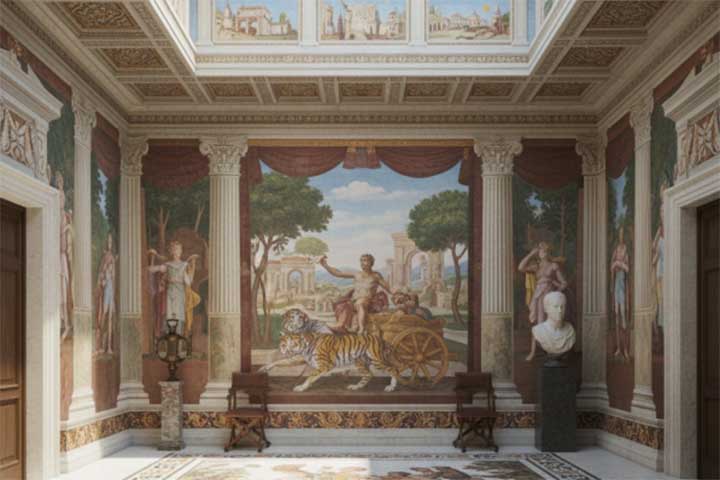 <p>Nas casas e templos romanos, o gesso servia como acabamento e base para revestir com tinta. Sua presença cotidiana reforça como o material estava disponível para usos diversos. Essa ubiquidade explica por que também foi incorporado a práticas funerárias.</p>
