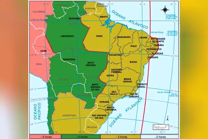 O Brasil, por sua grande extensão territorial, possui quatro fusos horários oficiais. Em relação ao GMT, o país apresenta horários atrasados que variam de duas a cinco horas. Essa diversidade reflete a posição geográfica do território no hemisfério ocidental e mostra como a padronização é essencial para manter a organização interna e internacional.