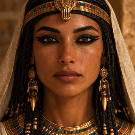 Mulher usando Kohl, tradicional pigmento escuro utilizado ao redor dos olhos, delineador – Imagem gerada por IA