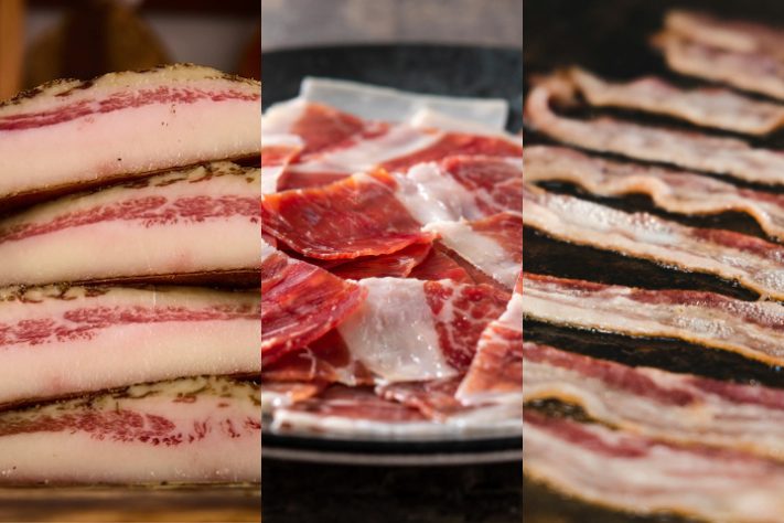 Diferenças entre bacon, Guanciale e pancetta - Divulgação/Freepik/Unsplash