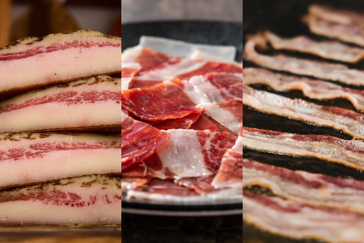Diferenças entre bacon, Guanciale e pancetta - Divulgação/Freepik/Unsplash