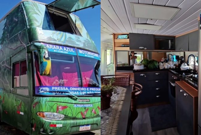 Casal brasileiro vive em ‘mansão sobre rodas’ e leva vida na estrada desde 2018