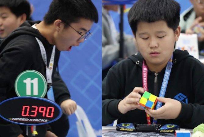 Chinês de 9 anos resolve cubo mágico em menos de um segundo e choca até fiscal de prova