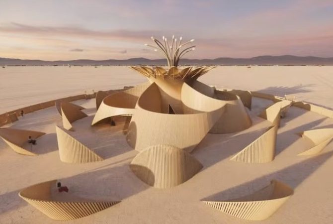 ‘Rainha-da-noite’: flor que desabrocha apenas uma vez por ano inspira templo do festival ‘Burning Man 2026’