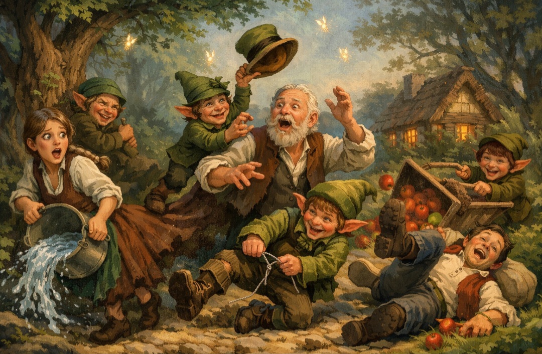 Muitos contos relatam que os duendes têm gargalhadas estridentes e adoram enganar viajantes, levando-os a se perder em florestas ou caminhos rurais.